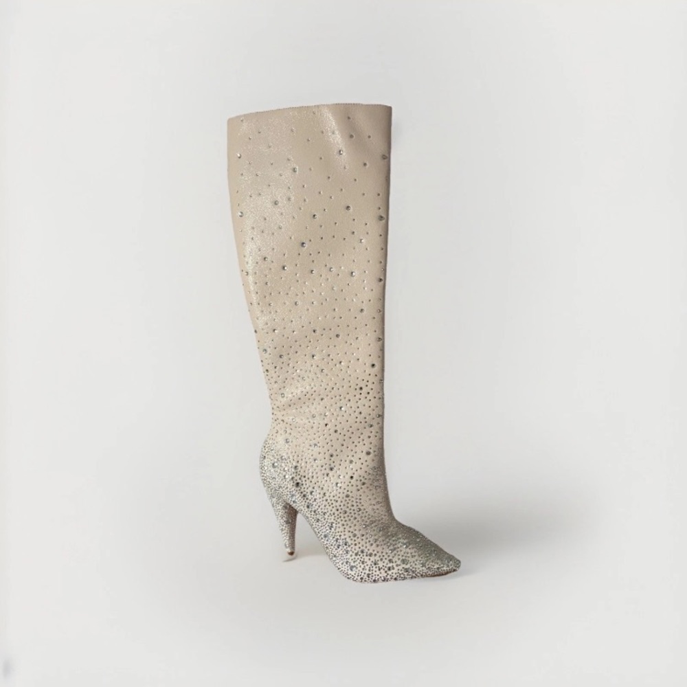 Jessica Simpson Beige and Silver Heeled Boots